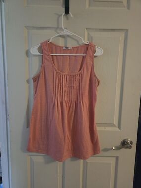 zeagoo Pink Pintuck Scoop Neck Tank Top